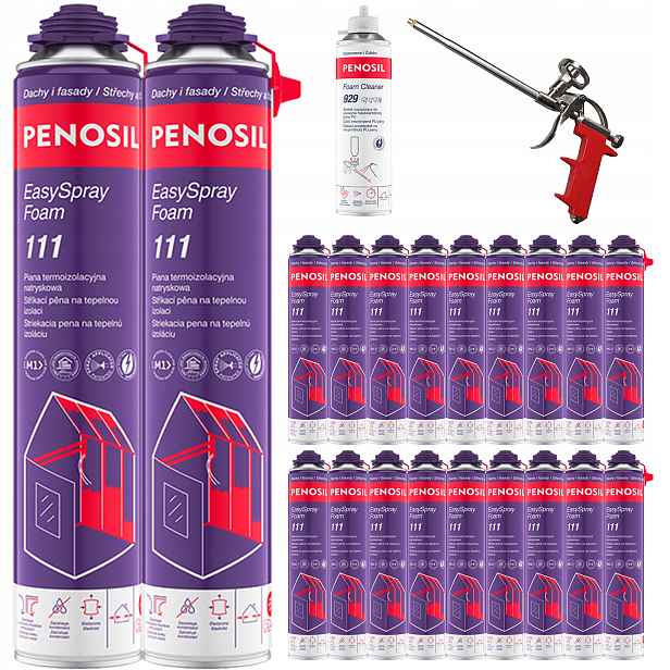20 x Penosil EasySpray Pur pěna Termoizolační stříkací pěna Pistolet
