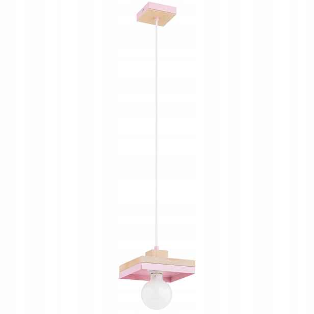 Alfa Miko závěsná lampa růžová s dřevem 1xE27 max 15W