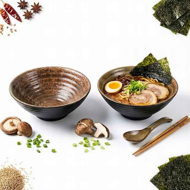 Miska Talíř Hluboký Obědový Set 2 ks 1L Na Těstoviny Polévky Ramen Ø20,7