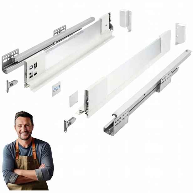 Šuplík Gtv Axis Pro Glass 500 mm, nízká H-86 strana se sklem, bílá