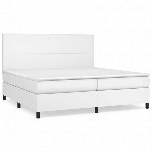 vidaXL Box spring postel s matrací bílá 200x200 cm umělá kůže