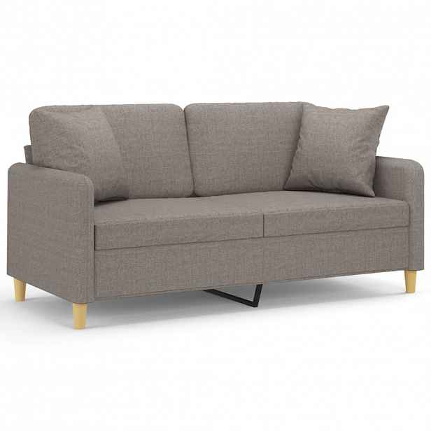 vidaXL 2místná pohovka s polštáři taupe 140 cm textil