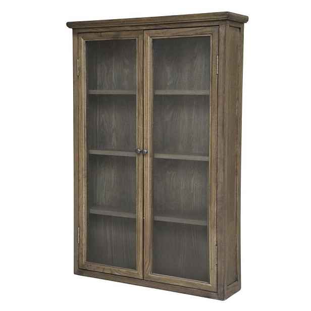 Hnědá antik dřevěná nástěnná vitrína s policemi Marseille - 82*21*120 cm Chic Antique