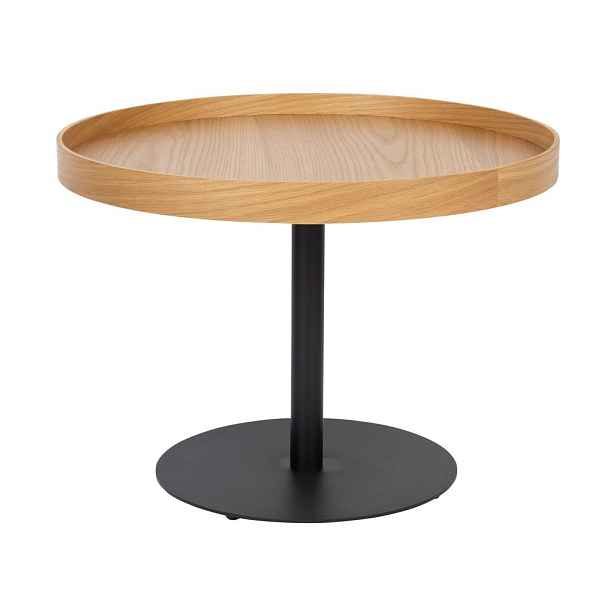 Kulatý konferenční stolek s deskou v dubovém dekoru v přírodní barvě ø 56 cm Yuri M – White Label