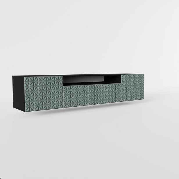 MASSENO ZÁVĚSNÝ TV STOLEK ROVA, 200/41/40 cm, černý /, zelený