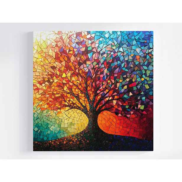 Obraz Na Plátně Obraz Na Plátně Dekorace Strom Života Mozaika Vitráž Boho 50x50