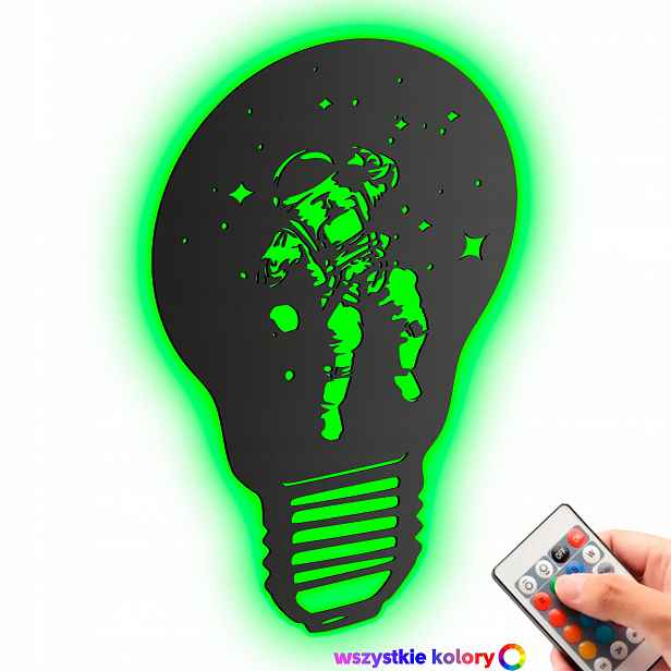 Dřevěný obraz ve stylu loftu Astronaut Nástěnná Dekorace Noční Lampa Led