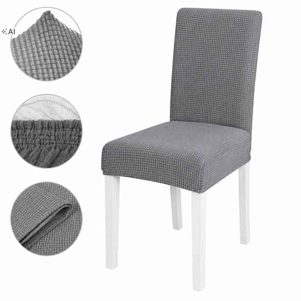 Sada 6 ks potahů na židle Potah na židli Šedý Elastický