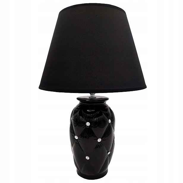 Černá Stolní Lampa Noční Lampa S Krystaly, Moderní