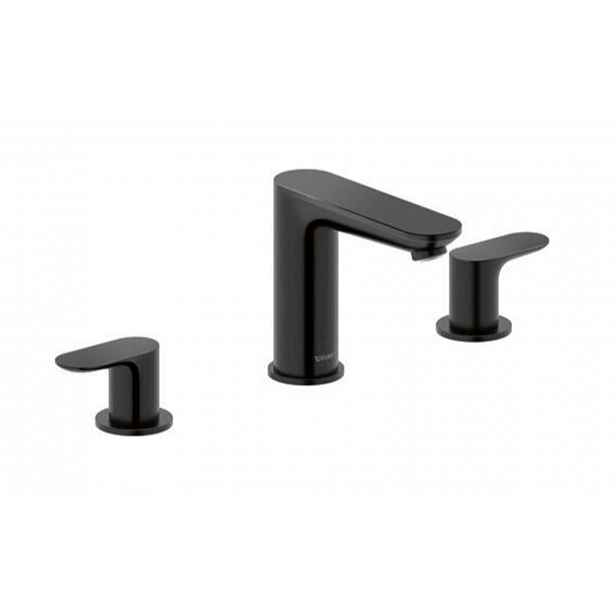 Duravit Wave - Umyvadlová baterie s výpustí Push-Open, 3-otvorová instalace, matná černá WA1060005046