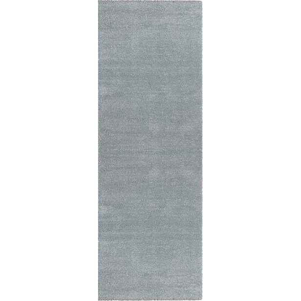 Modrý tlustý koberec typu shaggy, běhoun, jednobarevný, 80 x 200 cm
