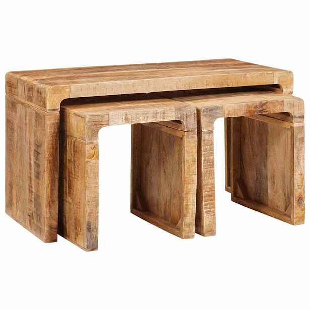 vidaXL Nesting stůl 3 ks Hnědá 82 x 40 x 46 cm Masivní mangové dřevo