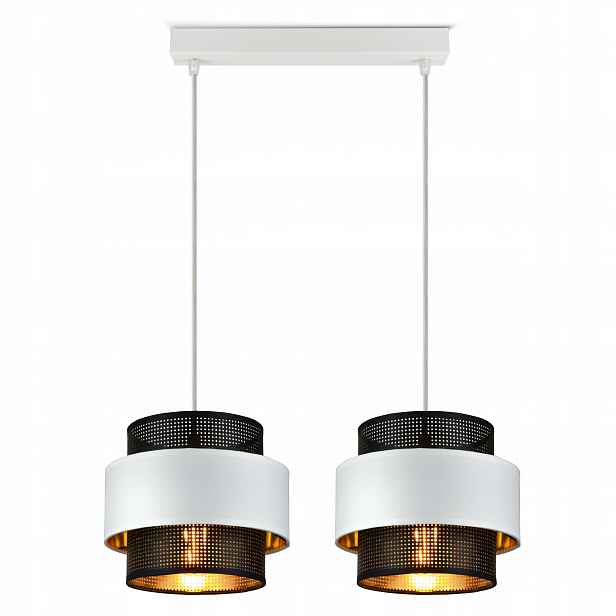 Závěsná lampa Lustr Glamour Bílá Černá Zlatá
