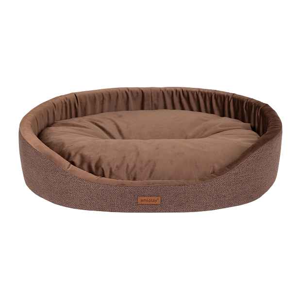 Pelíšek pro psa oválný SIDNEY hnědá velikost S, M, L, XL, XXL Rozměr: S - 46x38x13 cm