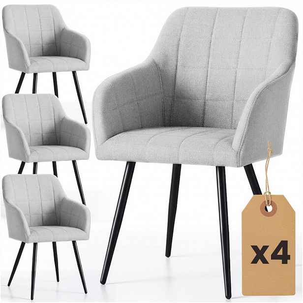 RAUMHIRSCH FURNITURE ČALOUNĚNÁ ŽIDLE, sada 4 ks, kovové nohy světle šedé, černé, X 54/82/58