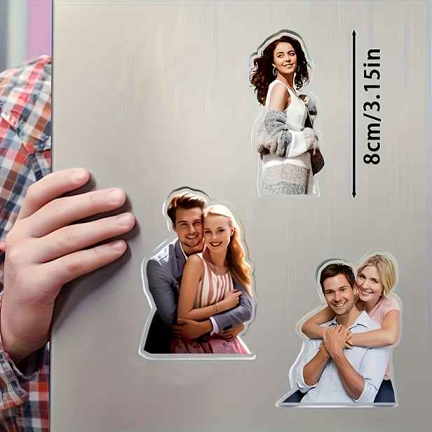 TEMU Magnet na lednici s vlastním fotem - Personalizovaný akrylový magnet s člověkem, roztomilý design, 3.15 palců - Ideální pro dekoraci kuchyně,