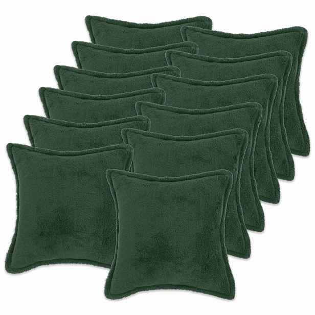 vidaXL Povlak na polštář 12 pcs HOUTEN Tmavě zelená 50 x 50 cm Bouclé