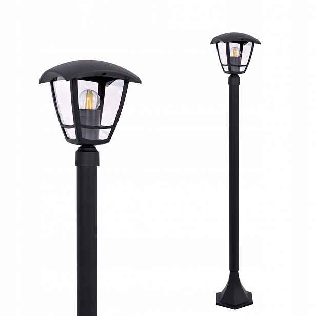 Zahradní lampa lucerna sloupek černá klasická Napoli IP44 závit E27 Kaja