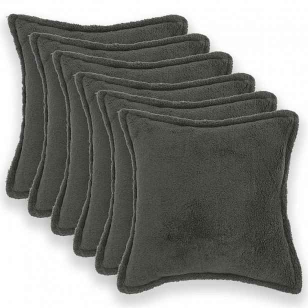 vidaXL Povlak na polštář 6 pcs HOUTEN Tmavě šedá 50 x 50 cm Bouclé