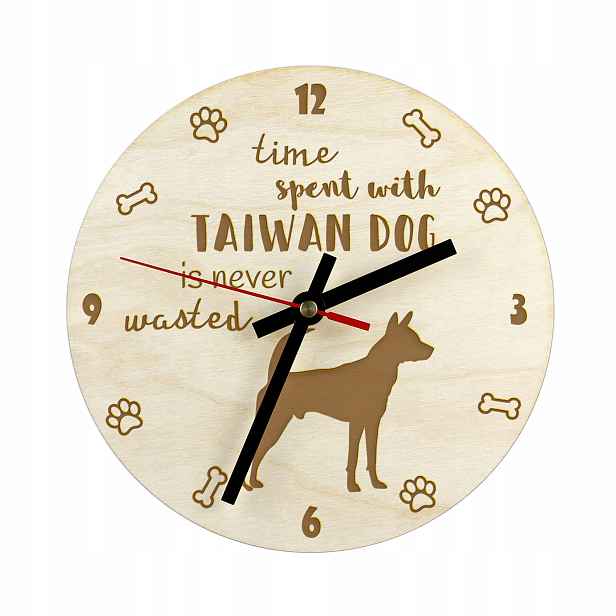 Taiwan Dog gravírované hodiny se psem, průměr 30 cm, jméno psa
