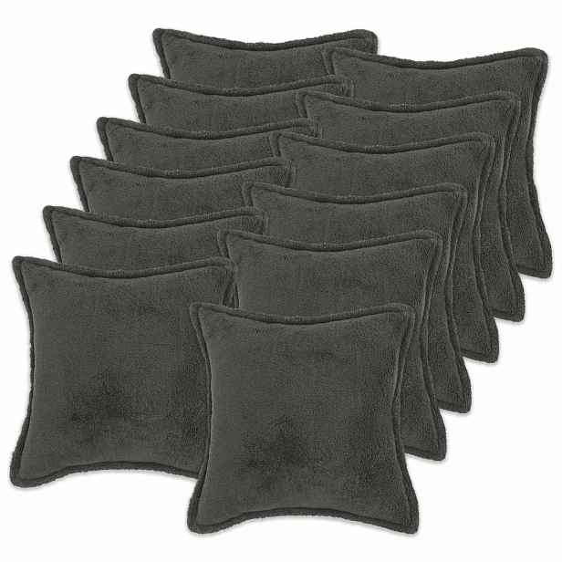 vidaXL Povlak na polštář 12 pcs HOUTEN Tmavě šedá 50 x 50 cm Bouclé