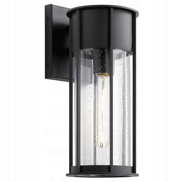 Kichler Camillo venkovní nástěnná lampa černá IP44 60W E27 sklo hliník