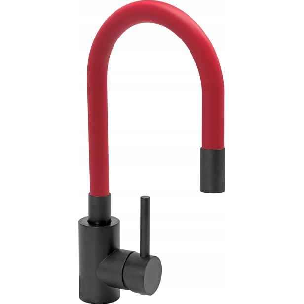 Kuchyňská Baterie Fala Black Flexible Stojící Červená Jednopáková