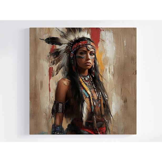 Obraz Na Plátně Canvas Portrét Žena Indianka Tribal Boho Etno 50x50