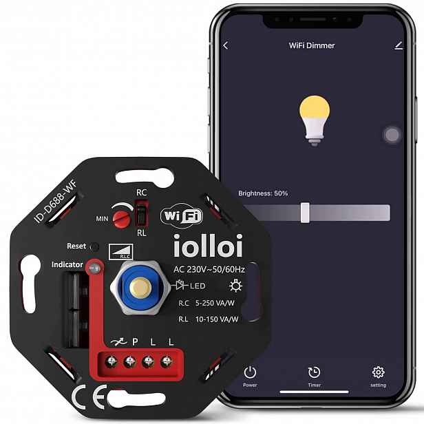 Univerzální Wi-Fi/Wi-LAN stmívač Led podporující Alexu, 230 V, 5–200 W