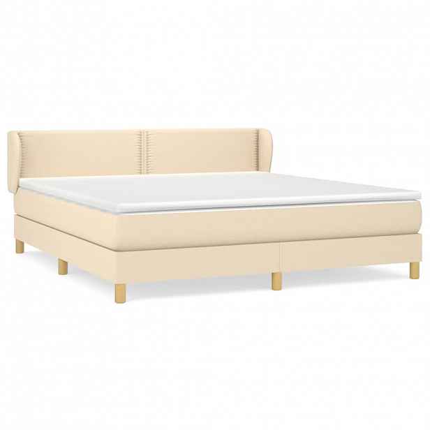 vidaXL Box spring postel s matrací krémová 180x200 cm textil