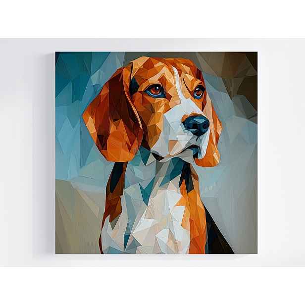 Obraz Na Plátně Canvas Grafika Low Poly Portrét Pes Beagle 3D 50x50