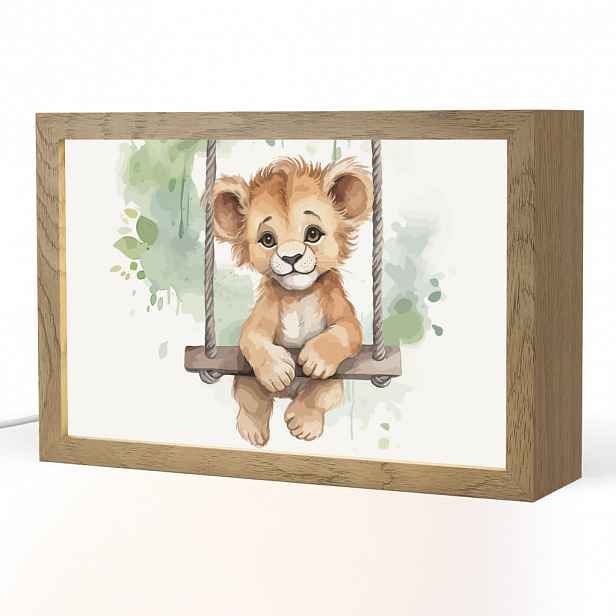 OnlyWow NOČNÍ LAMPIČKA Lev - Zvíře - Děti - Džungle 30x20 cm