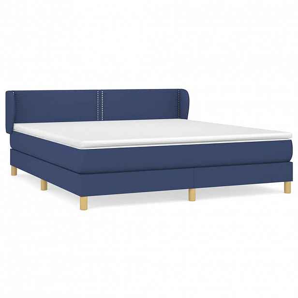 vidaXL Box spring postel s matrací modrá 180x200 cm textil