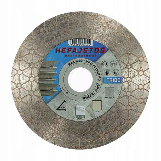 Diamantový kotouč na gres/glazuru Hefajstos Tribo 45 stupňů, průměr 125 mm