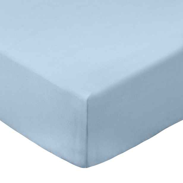 Modré napínací prostěradlo z bavlněného perkálu 185x200 cm Cotton Percale – Bianca