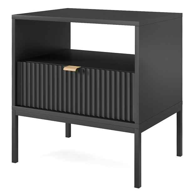 Piaski Noční stolek Nova 54 cm černý/černý rám