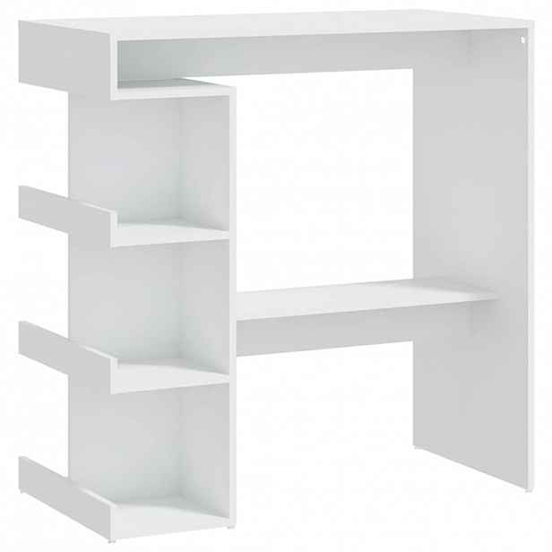 vidaXL Barový stůl s úložným regálem bílý 100 x 50 x 101,5 cm kompozit