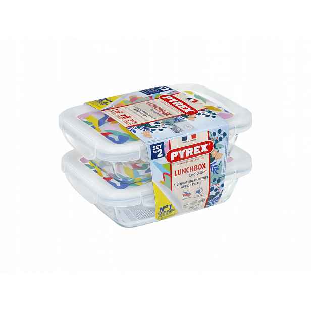 Sada skleněných dóz s víčkem Pyrex 2x800ml
