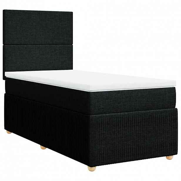 vidaXL Box spring postel s matrací černá 100 x 200 cm textil