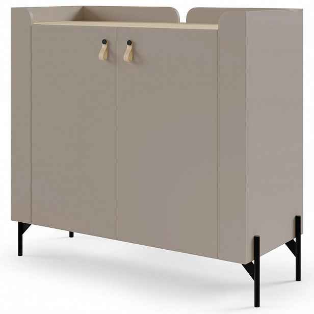 Beautysofa KOMODA Sorella se 2 dveřmi, 100 cm, do studentského pokoje, porcini + dub Mavelie