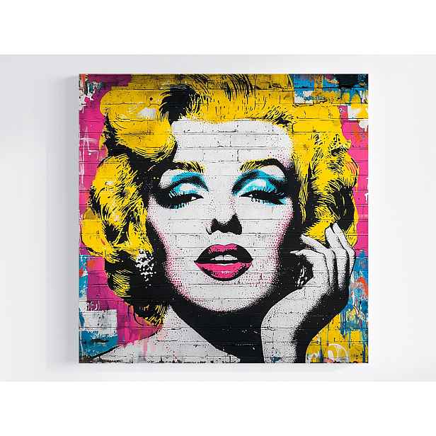 Obraz Na Plátně Canvas Cihlová Zeď Graffiti Pop Art Portrét Žena 60x60