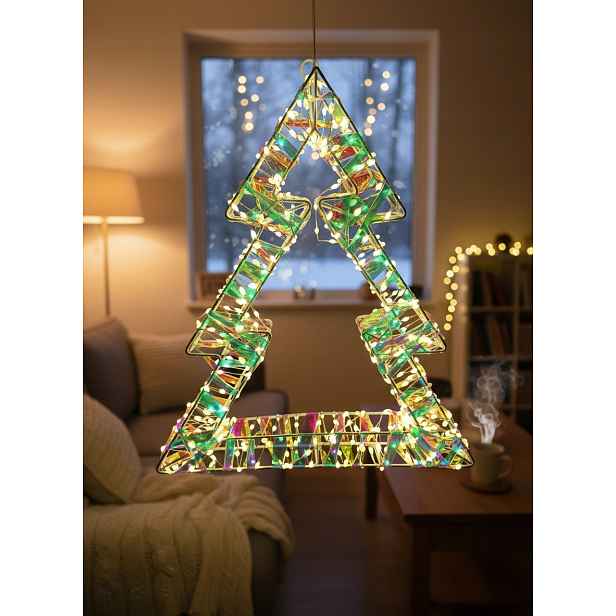 Ozdoba do okna, závěsná vánoční Led dekorace oboustranná, 50 cm