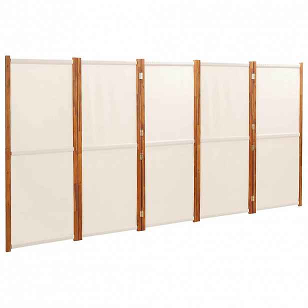 vidaXL 5dílný paraván krémově bílý 350 x 180 cm