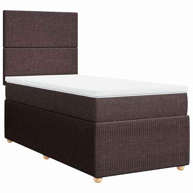 vidaXL Box spring postel s matrací tmavě hnědá 100 x 200 cm textil