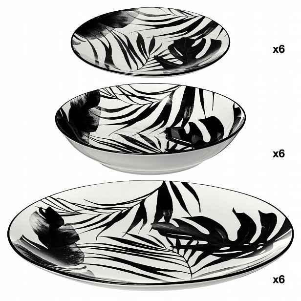 Jídelní souprava Palme Black, 18 ks