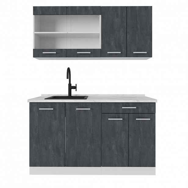 Vicco JEDNOTKOVÁ KUCHYNĚ R-Line Černý beton 140 cm bez pracovní desky