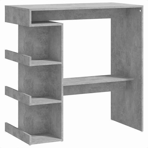 vidaXL Barový stůl s úložným regálem šedý 100 x 50 x 101,5 cm kompozit
