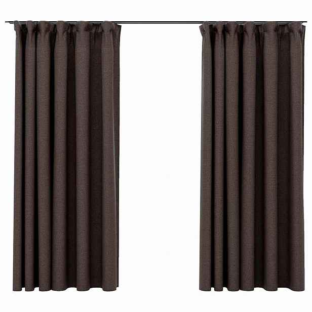vidaXL Zatemňovací závěsy s háčky vzhled lnu 2 ks taupe 140 x 175 cm