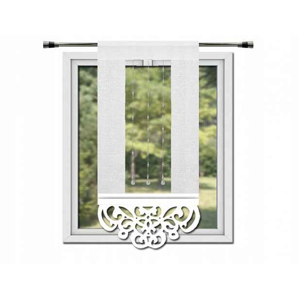 Záclona Dekorativní Panel Ažur Batyst s Krystaly 60x150 Bílá
