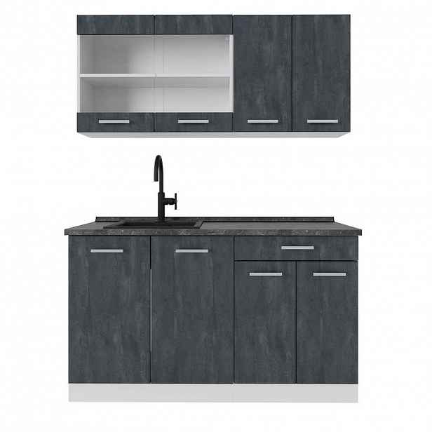 Vicco JEDNOTKOVÁ KUCHYNĚ R-Line Černý beton 140 cm PD Antracit